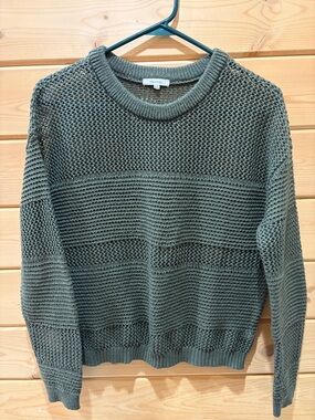 Maurices Olive Open-Weave Crewneck Sweater
